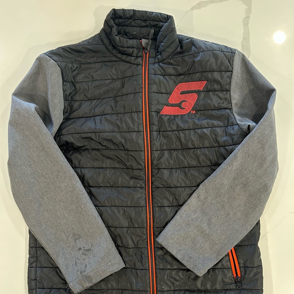 Men's Gray and Black Snap On Jacket